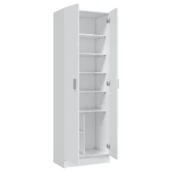 Armario auxiliar blanco de melamina con 2 puertas y 5 estantes regulables 007146O