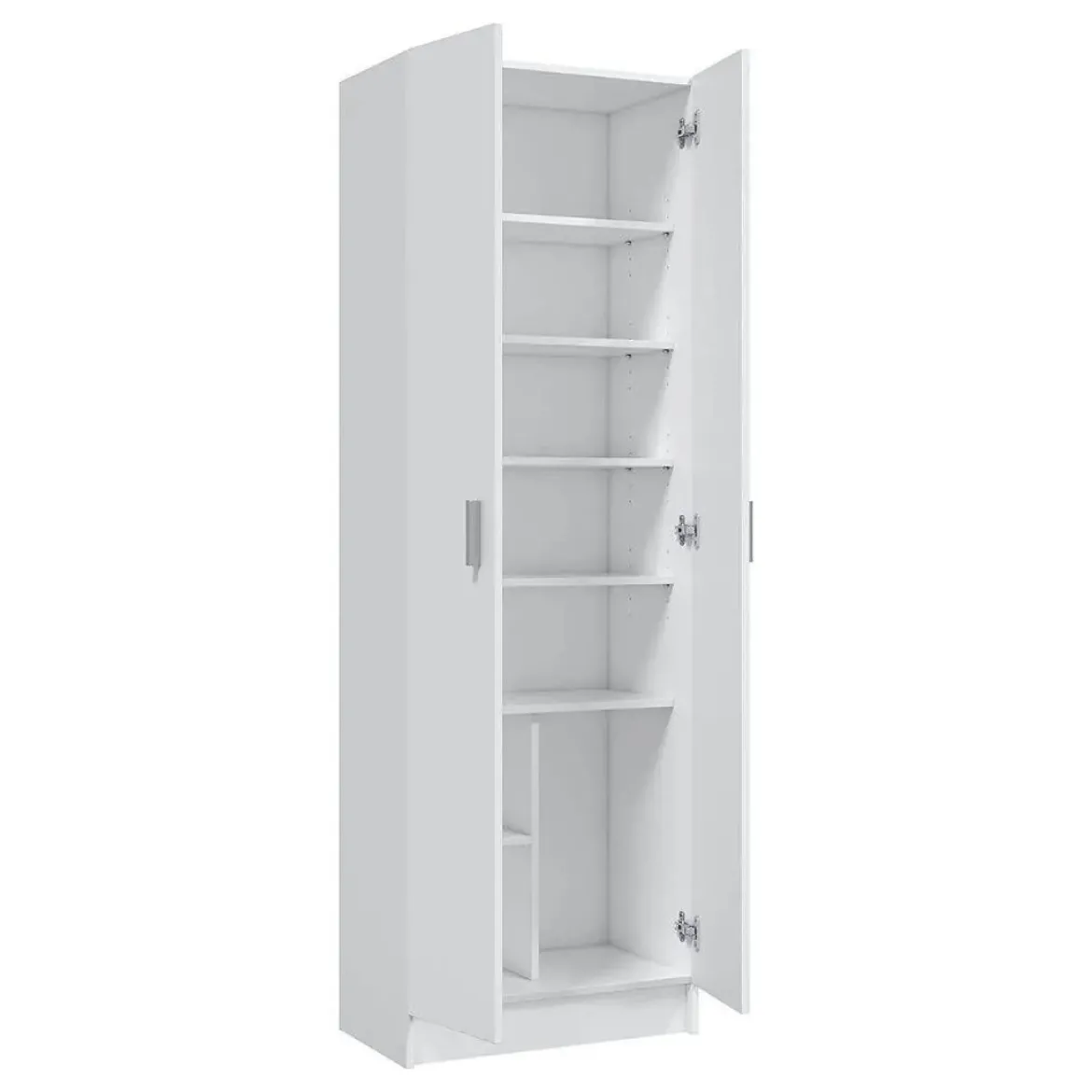 Armario auxiliar blanco de melamina con 2 puertas y 5 estantes regulables 007146O