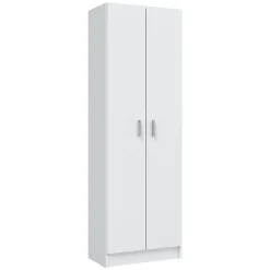 Armario auxiliar blanco de melamina con 2 puertas y 5 estantes regulables 007146O