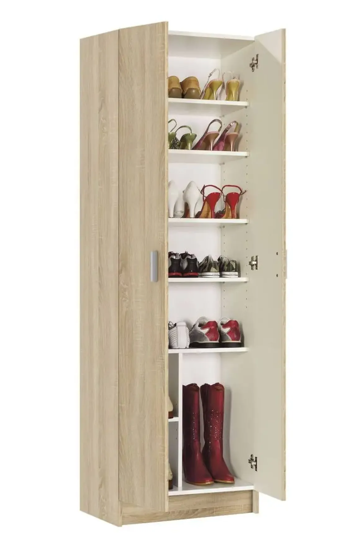 Armario auxiliar ROJAS de melamina con 2 puertas y 5 estantes color roble canadian 007146F