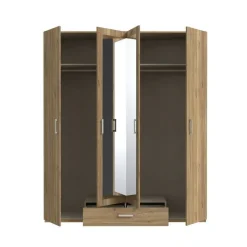 Armario con Espejo 2 Puertas y Cajón 178x211 cm Roble ECBS944-D108