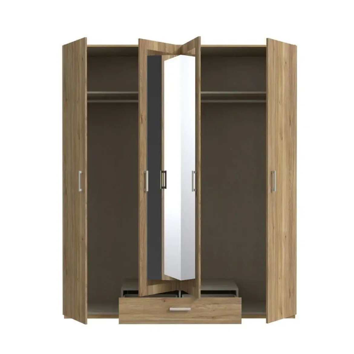 Armario con Espejo 2 Puertas y Cajón 178x211 cm Roble ECBS944-D108