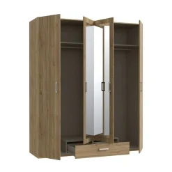 Armario con Espejo 2 Puertas y Cajón 178x211 cm Roble ECBS944-D108