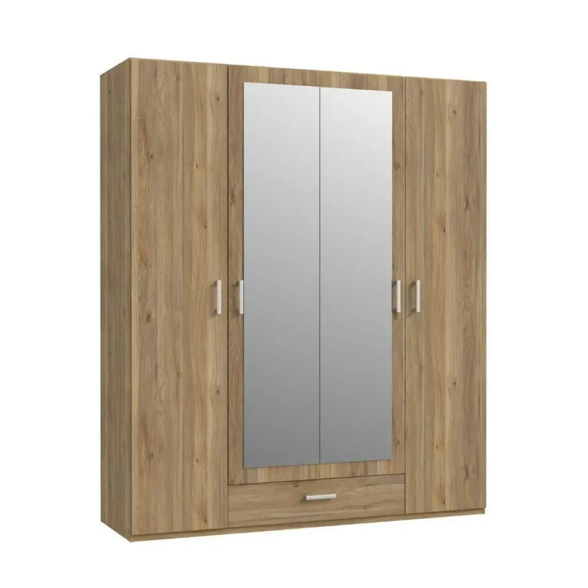 Armario con Espejo 2 Puertas y Cajón 178x211 cm Roble ECBS944-D108