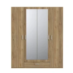 Armario con Espejo 2 Puertas y Cajón 178x211 cm Roble ECBS944-D108