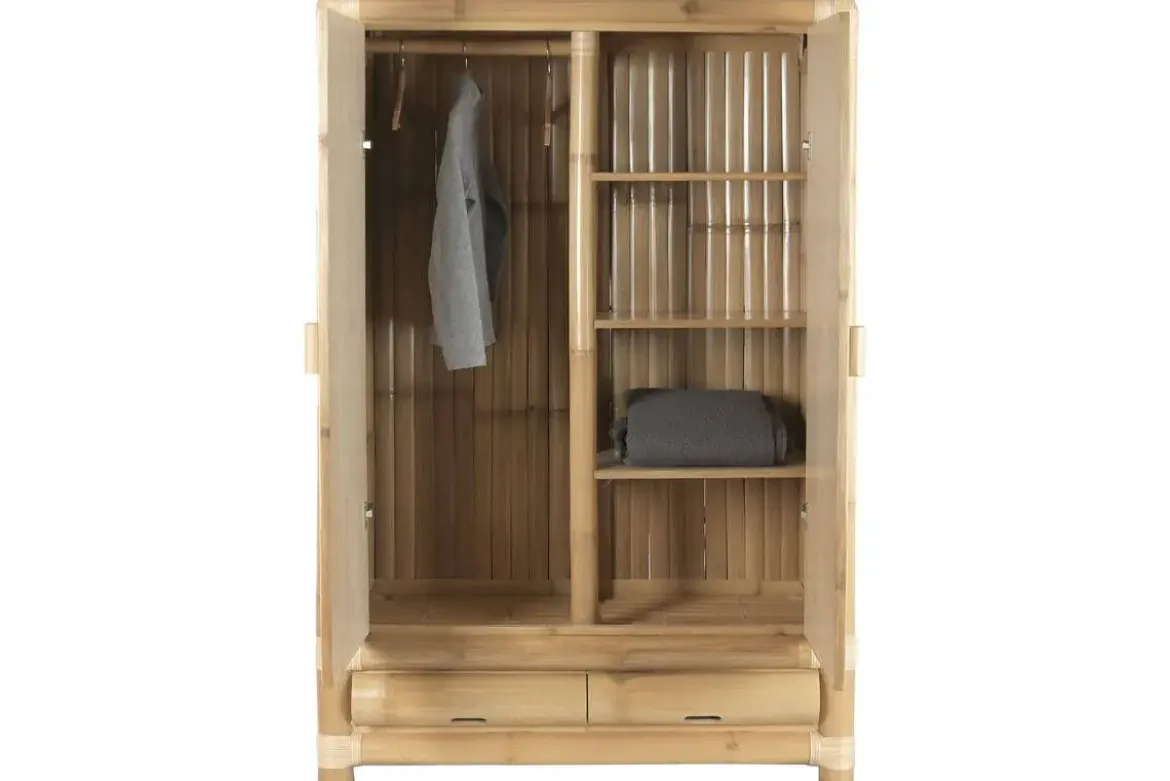 Armario de Bambú y Ratán Natural 2 Puertas MB-221750