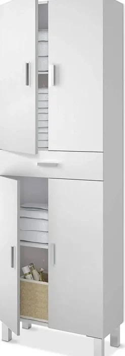 Armario de Baño Blanco con 4 Puertas y 1 Cajón ARUBA 305280BO