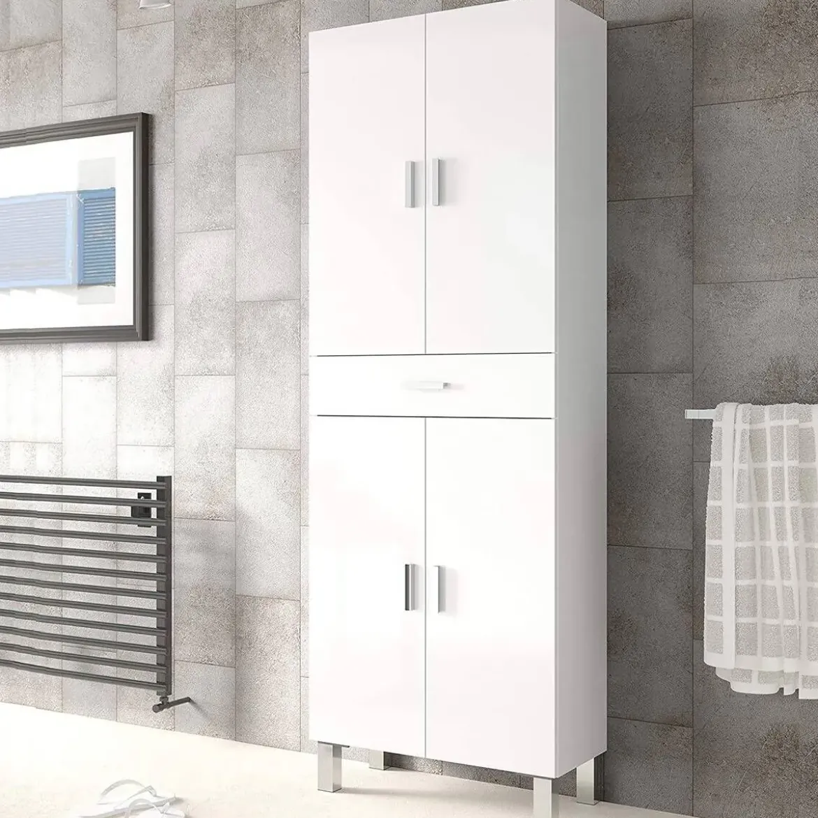 Armario de Baño Blanco con 4 Puertas y 1 Cajón ARUBA 305280BO