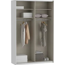 Armario de Dormitorio Blanco Mate 2 Puertas Correderas con Espejo FTIS72462-120
