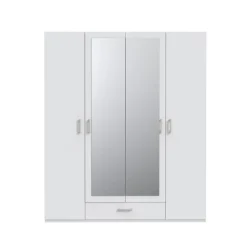 Armario de Dormitorio Blanco con Espejo y Cajón ECBS944-120