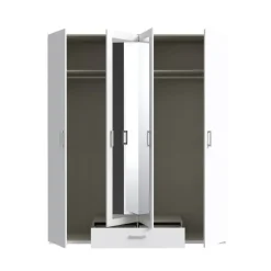 Armario de Dormitorio Blanco con Espejo y Cajón ECBS944-120