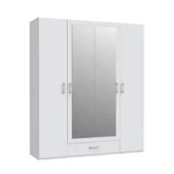Armario de Dormitorio Blanco con Espejo y Cajón ECBS944-120