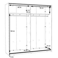 Armario de Dormitorio 200 cm 2 Puertas Correderas Blanco Roble Sonoma WNPS323E1-Q89