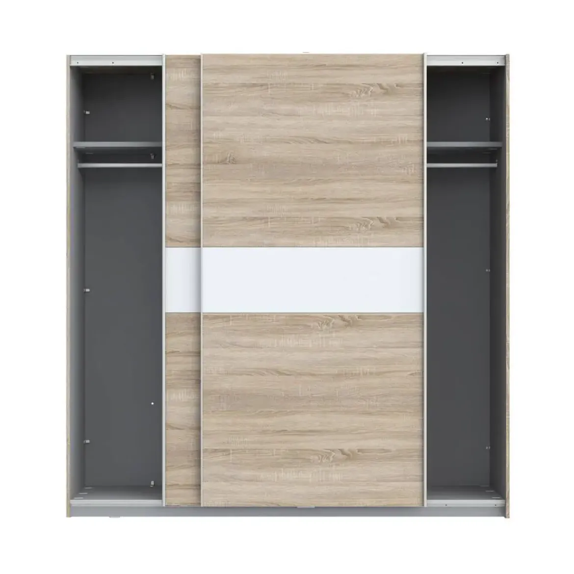 Armario de Dormitorio 200 cm 2 Puertas Correderas Blanco Roble Sonoma WNPS323E1-Q45