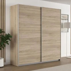 Armario de Dormitorio 200 cm 2 Puertas Correderas Blanco Roble Sonoma WNPS323E1-Q45