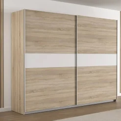 Armario de Dormitorio 269 cm 2 Puertas Correderas Blanco Roble Sonoma WNPS123E1-Q45