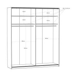 Armario de Dormitorio de 200 cm Blanco Mate 2 Puertas Correderas con Espejo FTIS32462-120