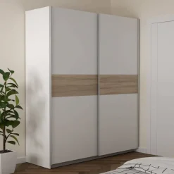 Armario de Dormitorio de 170 cm 2 Puertas Correderas Blanco Roble Sonoma WNPS823E1-Q89