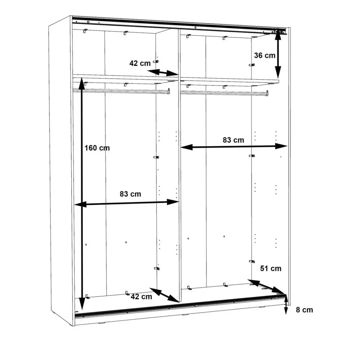 Armario de Dormitorio de 170 cm 2 Puertas Correderas Blanco Roble Sonoma WNPS823E1-Q89