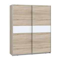 Armario de Dormitorio de 170 cm 2 Puertas Correderas Blanco Roble Sonoma WNPS823E1-Q45