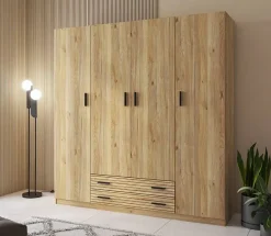 Armario de Dormitorio 4 Puertas y 2 Cajones en Melamina RAPID Mauvella-rayas C029RPDA4P2C MVR