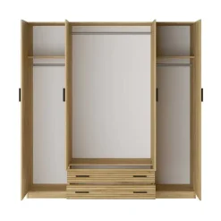 Armario de Dormitorio 4 Puertas y 2 Cajones en Melamina RAPID Mauvella-rayas C029RPDA4P2C MVR