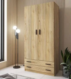 Armario de Dormitorio 2 Puertas y 2 Cajones en Melamina RAPID Mauvella-rayas C029RPDA2P2C MVR