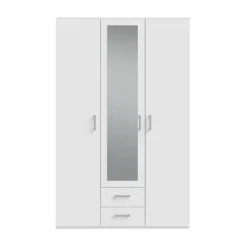 Armario de Dormitorio 2 Puertas con Espejo y 2 Cajones Blanco ECBS931-120