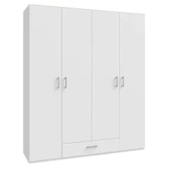 Armario de Dormitorio 4 Puertas 1 Cajón Acabado Blanco ECBS941-120