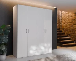 Armario de Dormitorio 4 Puertas 1 Cajón Acabado Blanco ECBS941-120