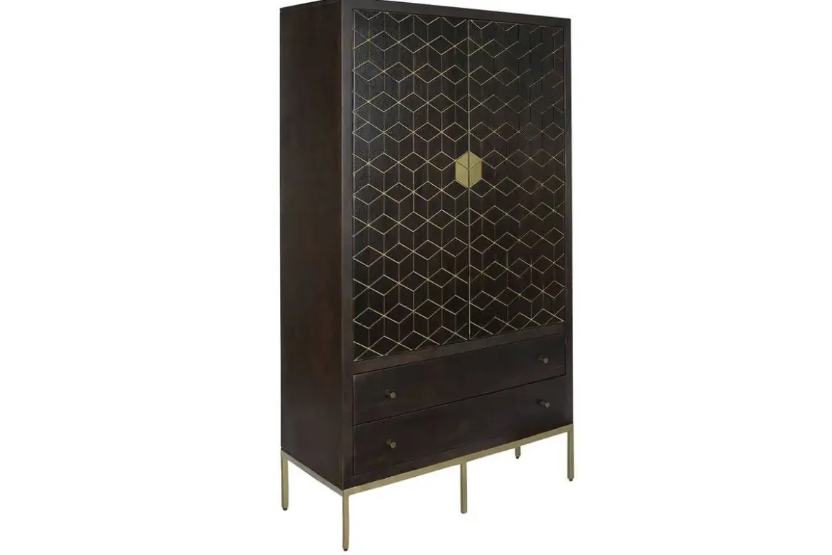 Armario de Madera de Acacia con Patas de Metal MB-207541