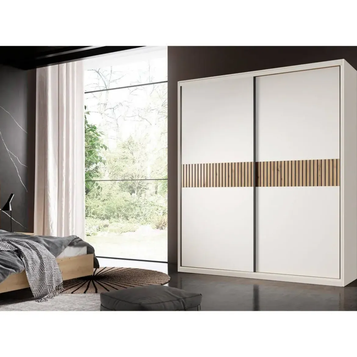 Armario de 2 Puertas Correderas Color Blanco/Amazonas TEIDE HCCHS04