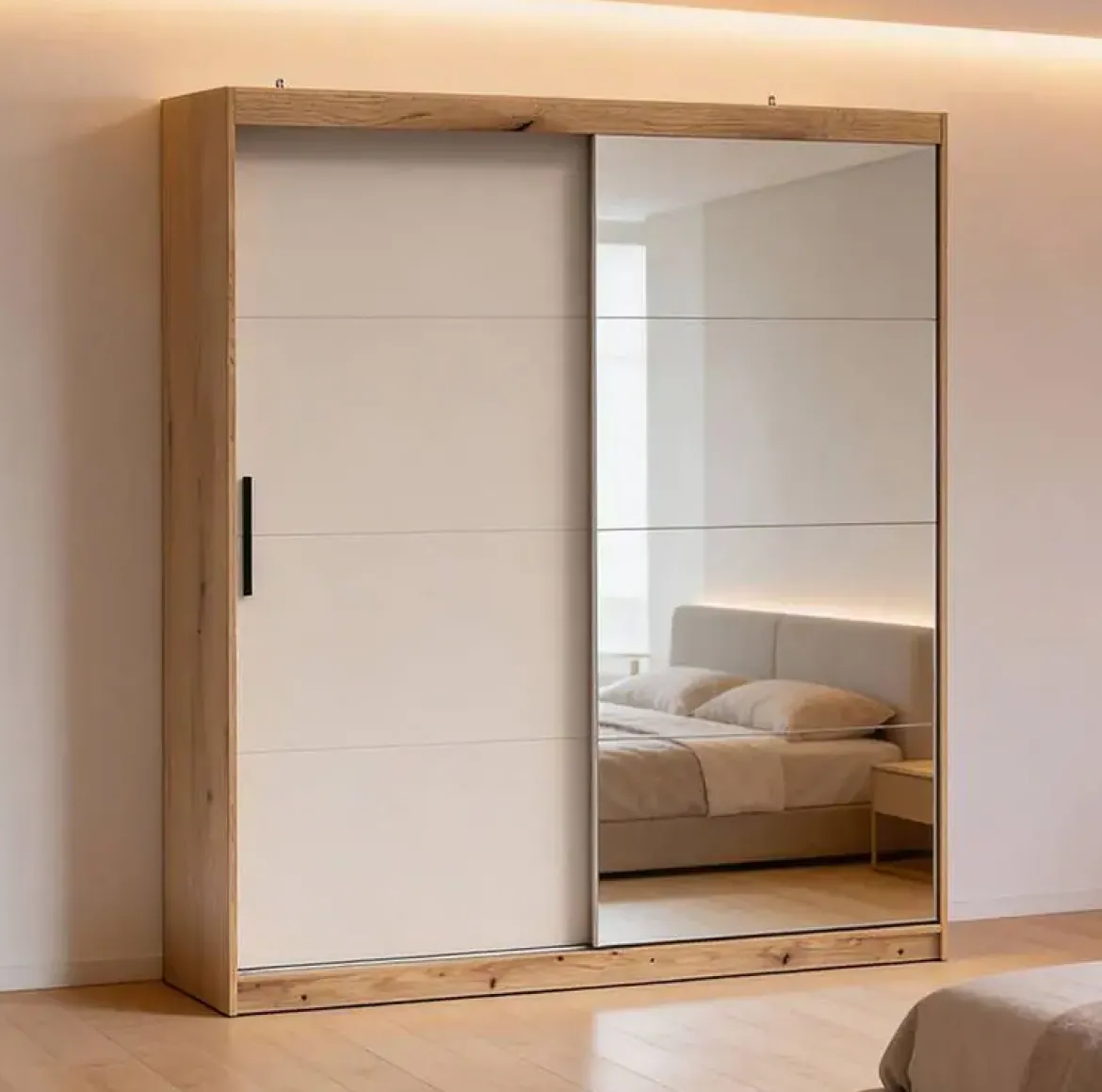 Armario de Puertas Correderas con Espejo 200 cm INOVA