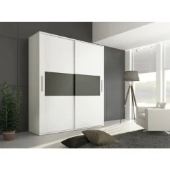 Armario dos puertas correderas de 208 cm modelo CABRA acabado en blanco con detalle en grafito