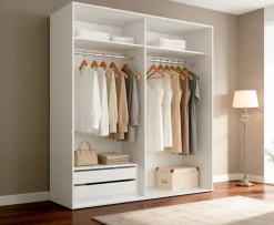 Armario dos puertas correderas de 208 cm modelo CABRA acabado en blanco con detalle en grafito