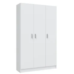 Armario escobero auxiliar ACABADO BLANCO de tres puertas color blanco de melamina con cuatro estantes 007143O