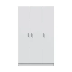 Armario escobero auxiliar ACABADO BLANCO de tres puertas color blanco de melamina con cuatro estantes 007143O