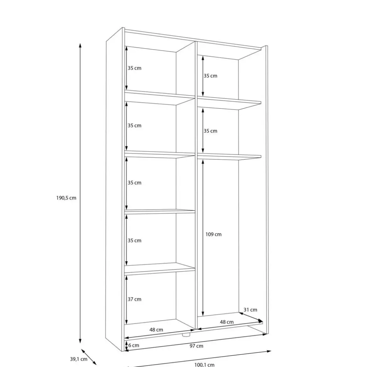 Armario Escobero de Melamina con Puertas Correderas HMNS62231-120