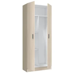 Armario escobero de melamina roble con dos puertas y dos estantes ajustables 007142R