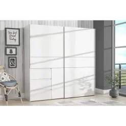 Armario 2 Puertas 3 Cajones en Blanco Mate con Cajonera Exterior W2QS323E71-120