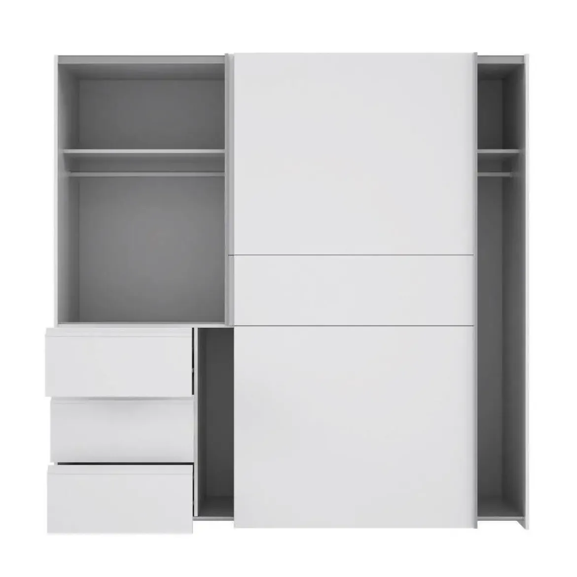 Armario 2 Puertas 3 Cajones en Blanco Mate con Cajonera Exterior W2QS323E71-120