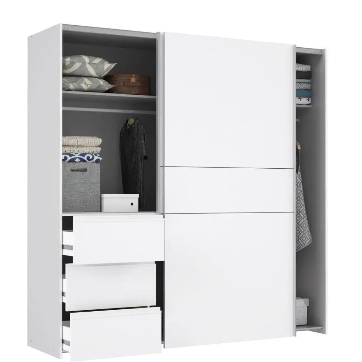 Armario 2 Puertas 3 Cajones en Blanco Mate con Cajonera Exterior W2QS323E71-120