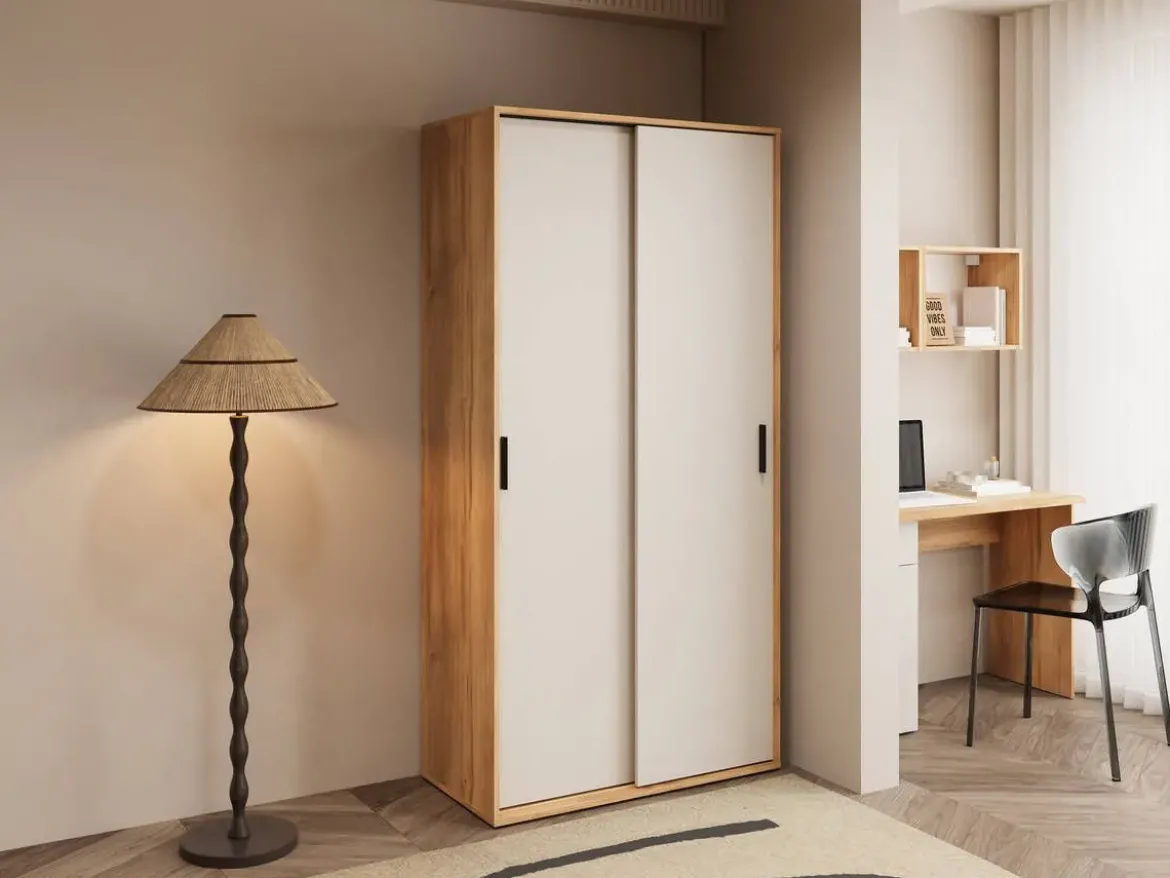 Armario 2 Puertas Correderas Melamina Mauvella-Beig ELBA A031EL17MVG