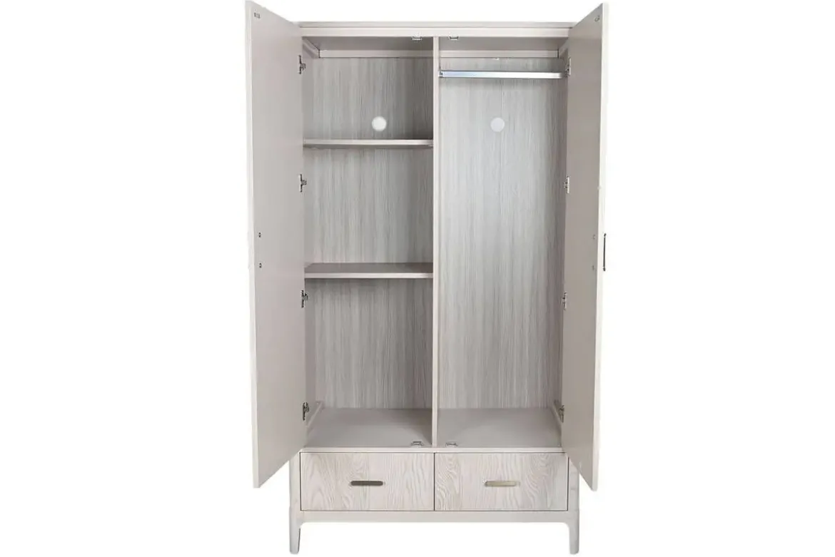Armario Ropero en MDF Gris Claro con Tiradores Metálicos MB-220060