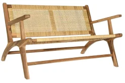 Banco de Jardín de Madera Teca-Ratán Natural MB-199282