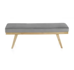 Banqueta Tapizada con Terciopelo Gris GABAR 8110
