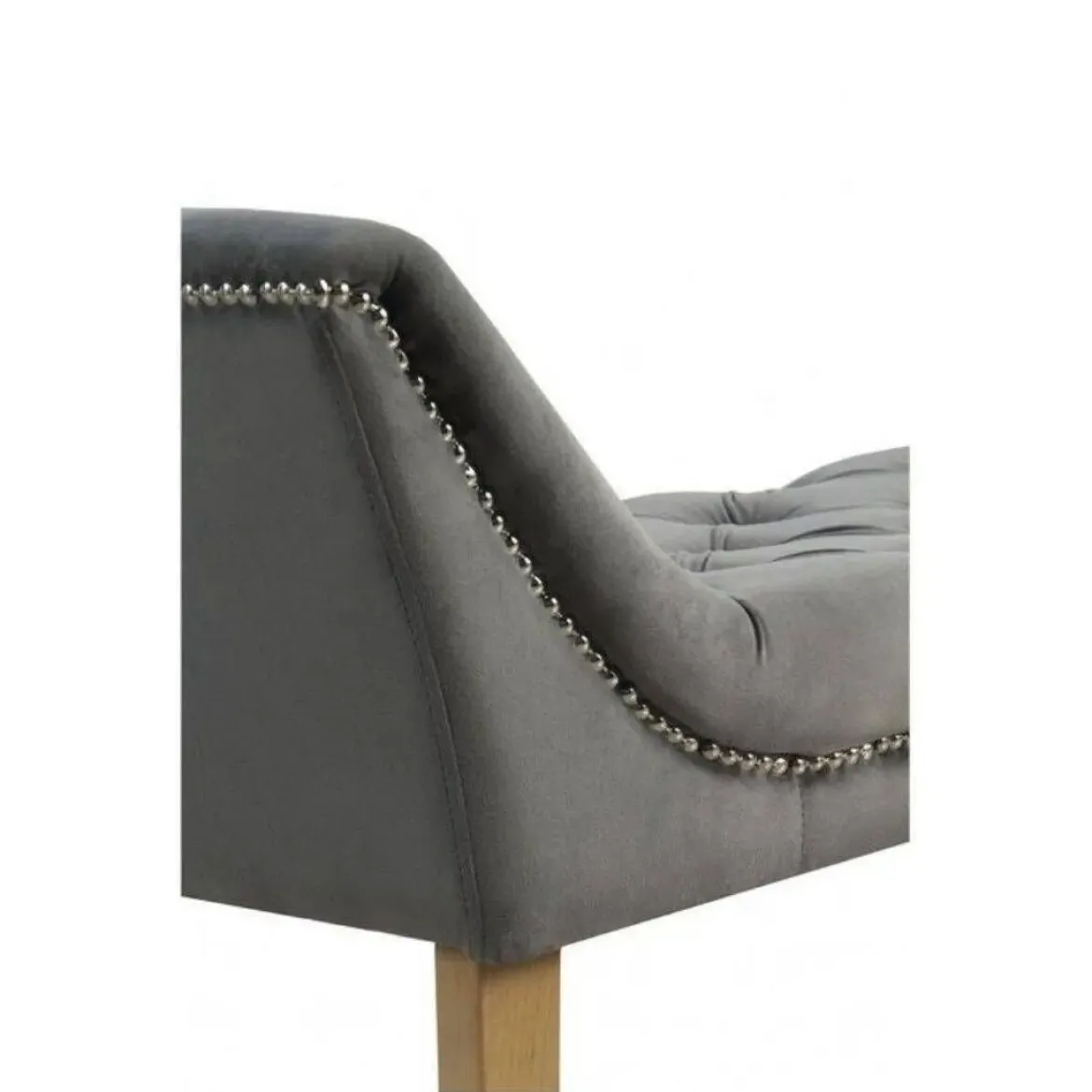 Banqueta Tapizada con Terciopelo Gris GABAR 10279