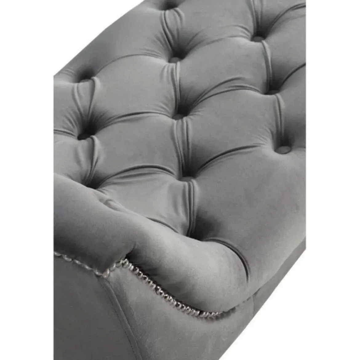 Banqueta Tapizada con Terciopelo Gris GABAR 10279