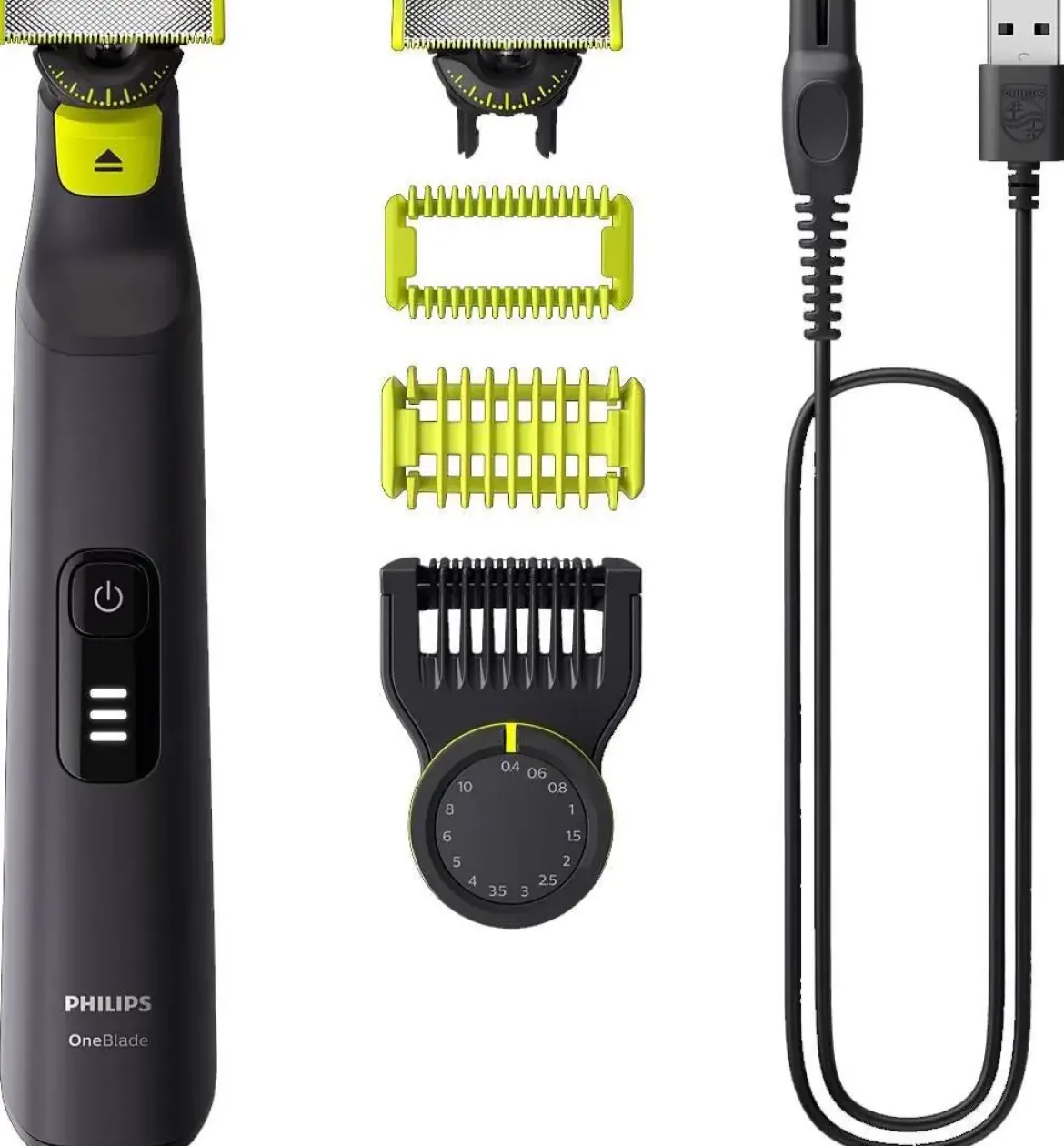 Barbero Recortador Philips OneBlade Pro Cara y Cuerpo Cuchilla 360 Peine-guía 12 longitudes QP6542/15