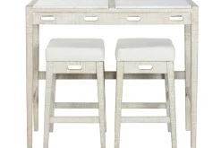 Barra de Cocina en Mármol y Madera con Taburetes MB-220151